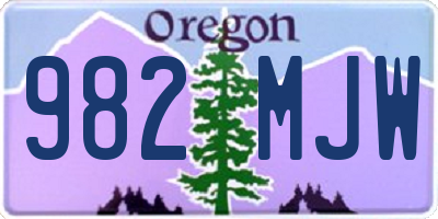 OR license plate 982MJW
