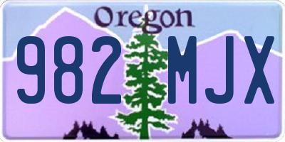 OR license plate 982MJX