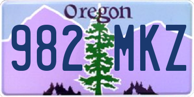 OR license plate 982MKZ