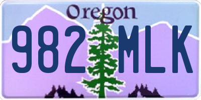 OR license plate 982MLK