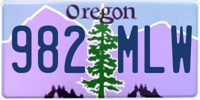 OR license plate 982MLW