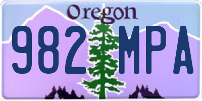 OR license plate 982MPA