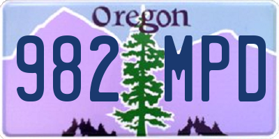 OR license plate 982MPD