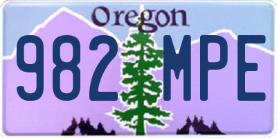 OR license plate 982MPE