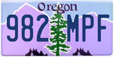 OR license plate 982MPF