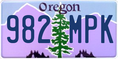 OR license plate 982MPK