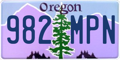 OR license plate 982MPN