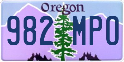 OR license plate 982MPO