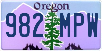 OR license plate 982MPW