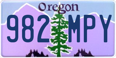 OR license plate 982MPY