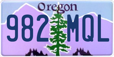 OR license plate 982MQL