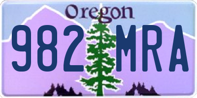 OR license plate 982MRA