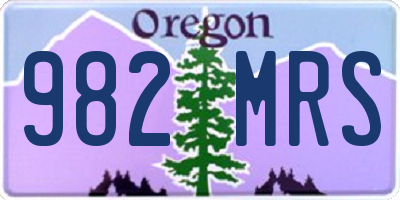 OR license plate 982MRS