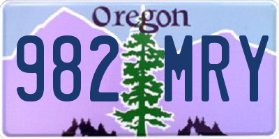 OR license plate 982MRY