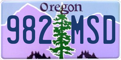 OR license plate 982MSD