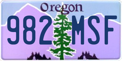 OR license plate 982MSF