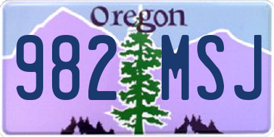 OR license plate 982MSJ