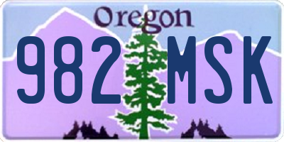 OR license plate 982MSK