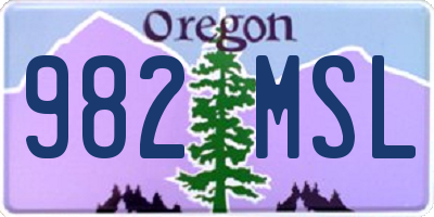 OR license plate 982MSL