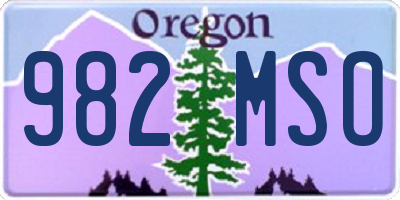 OR license plate 982MSO