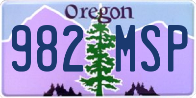 OR license plate 982MSP