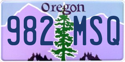 OR license plate 982MSQ