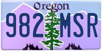 OR license plate 982MSR