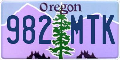 OR license plate 982MTK