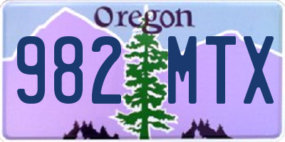 OR license plate 982MTX