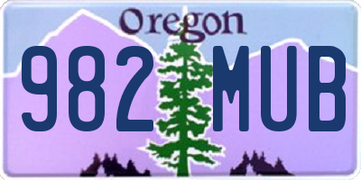 OR license plate 982MUB