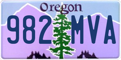 OR license plate 982MVA