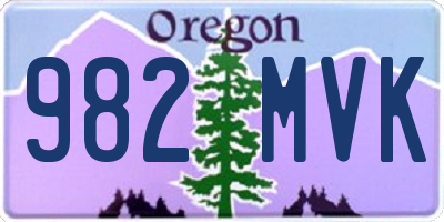 OR license plate 982MVK