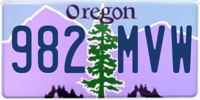 OR license plate 982MVW
