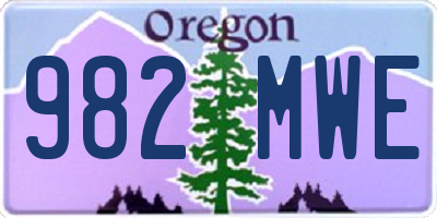 OR license plate 982MWE