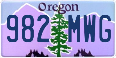 OR license plate 982MWG