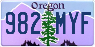 OR license plate 982MYF