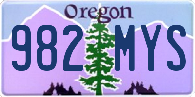 OR license plate 982MYS