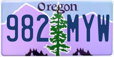 OR license plate 982MYW
