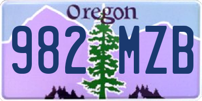 OR license plate 982MZB