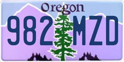 OR license plate 982MZD