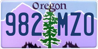 OR license plate 982MZO
