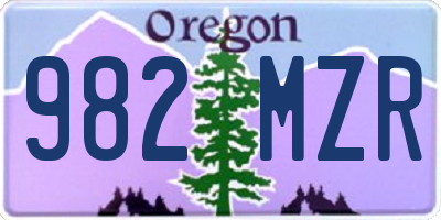 OR license plate 982MZR