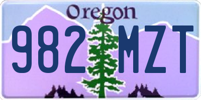OR license plate 982MZT