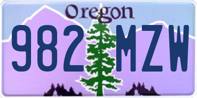 OR license plate 982MZW
