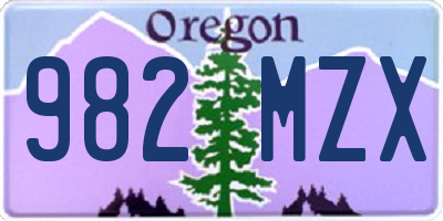OR license plate 982MZX