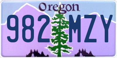OR license plate 982MZY