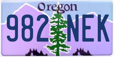 OR license plate 982NEK