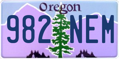 OR license plate 982NEM