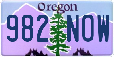 OR license plate 982NOW
