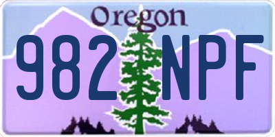 OR license plate 982NPF